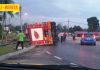Jentera Bomba Terbalik Di Persimpangan Bulatan Jalan Pedas-Linggi